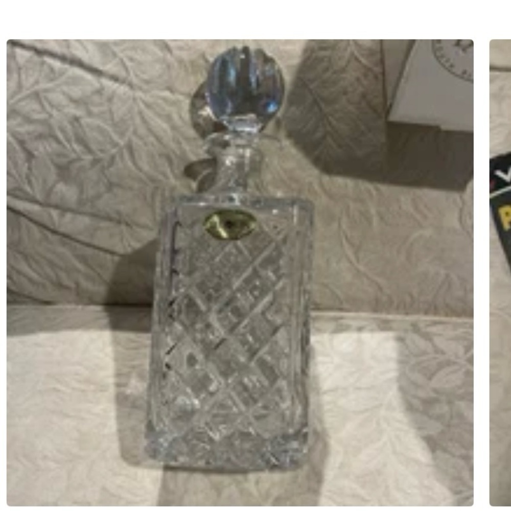Elegant Silver (glass) decanter/Vase with Intricate Geometric Accents  by Block